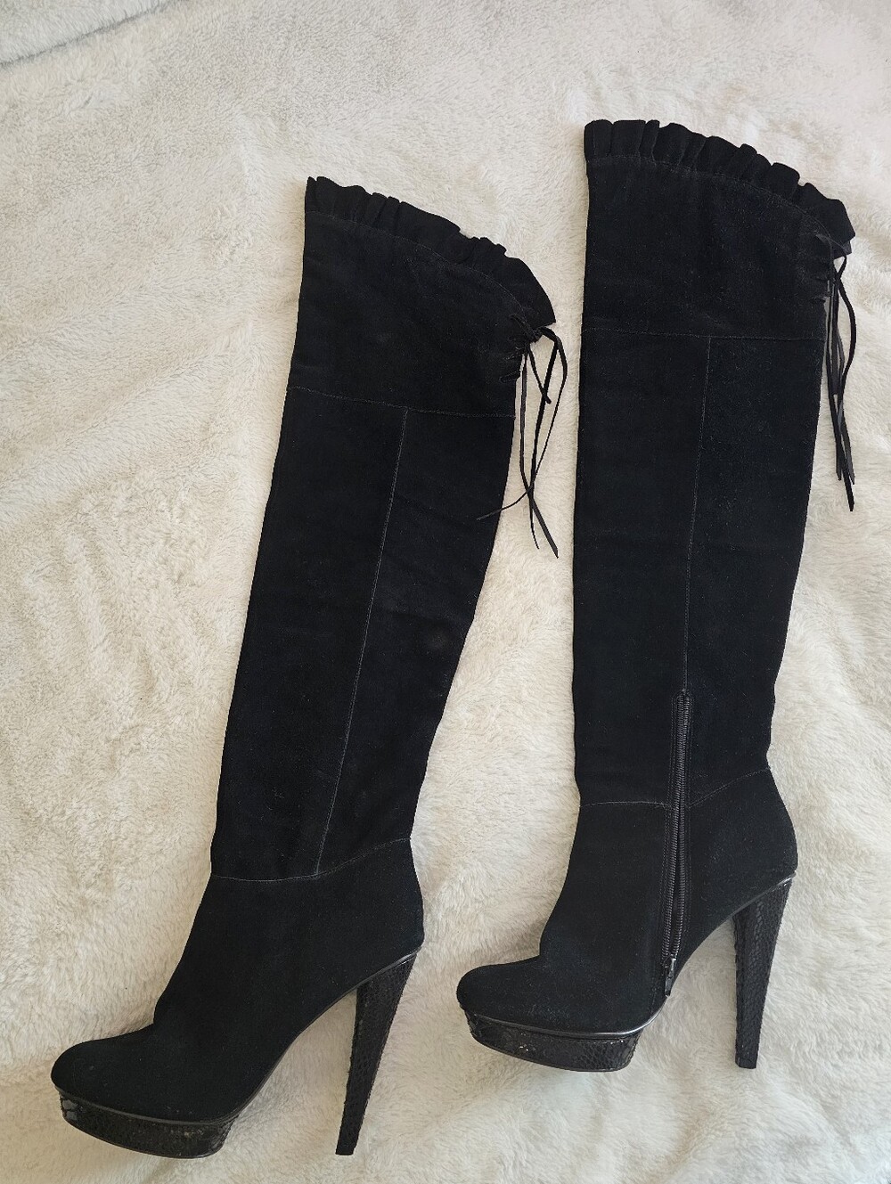 Steve Madden Liliana Suede Platform OTK Boots, Size 10